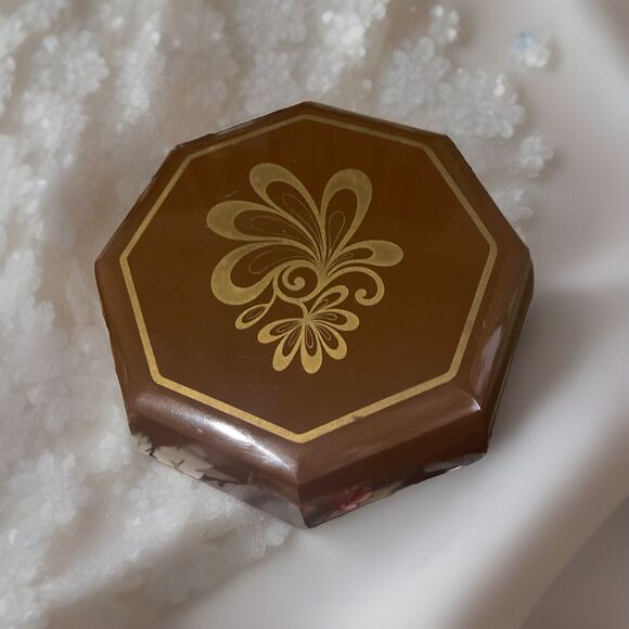 Vintage MERLE NORMAN COSMETICS Makeup Case / Box - Brown/Gold - Picture 1 of 4